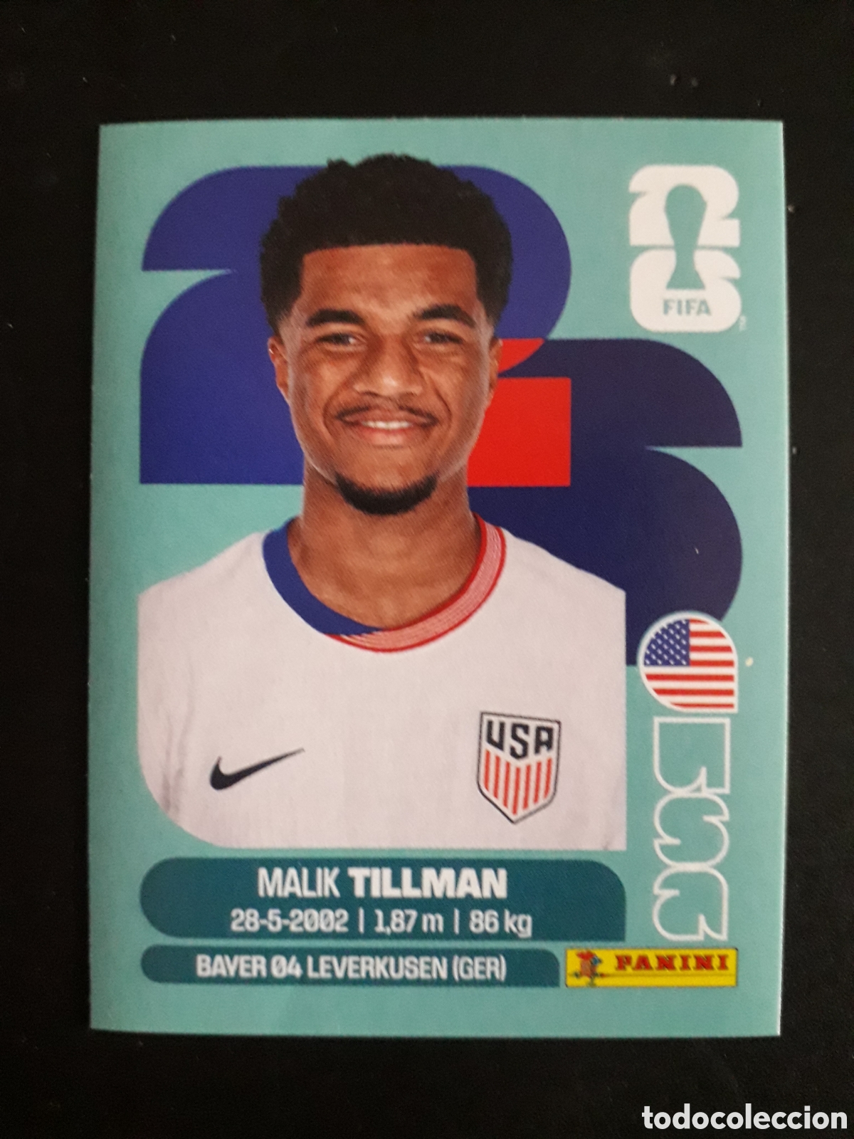 Cromos de f&uacute;tbol: TILLMAN ESTADOS UNIDOS USA 15 MUNDIAL F&Uacute;TBOL 2026 FIFA WORLD CUP PANINI SIN PEGAR PEDIDO M&Iacute;NIMO 3&euro;.
