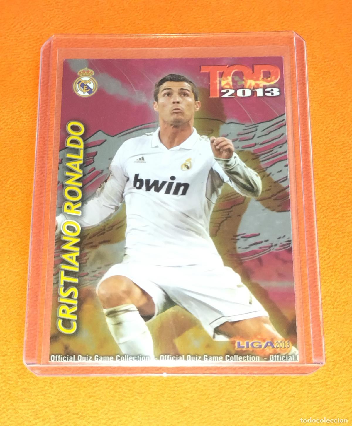 Cromos de f&uacute;tbol: 631 CRISTIANO RONALDO TOP VERSION FUCSIA O ROSA REAL MADRID MUNDICROMO QUIZ GAME 2012 2013 12 13