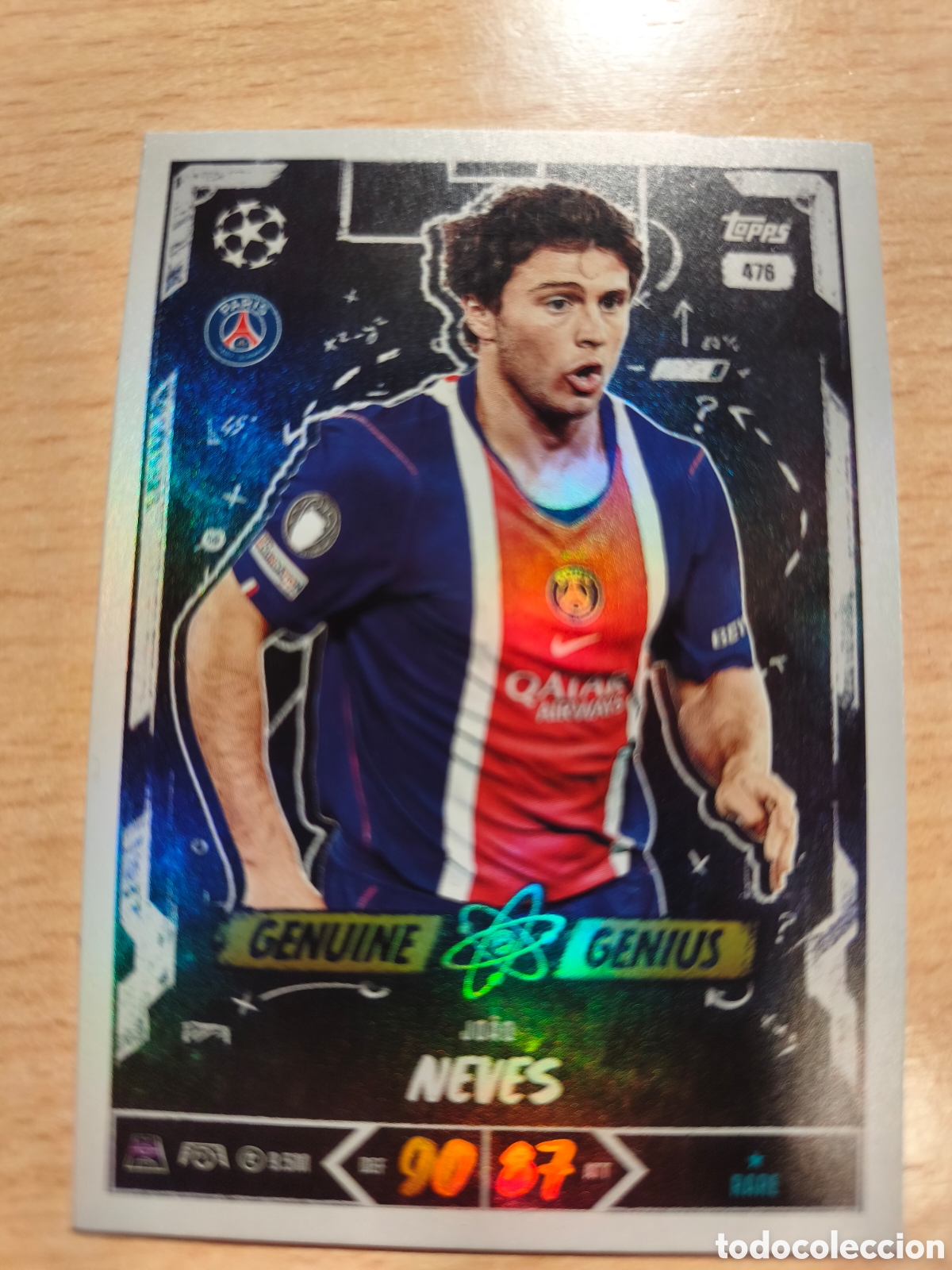 Cromos de f&uacute;tbol: 476 JOAO NEVES GENUINE GENIUS PARIS SAINT GERMAIN PSG MATCH ATTAX 2026 2027 TOPPS 26 27