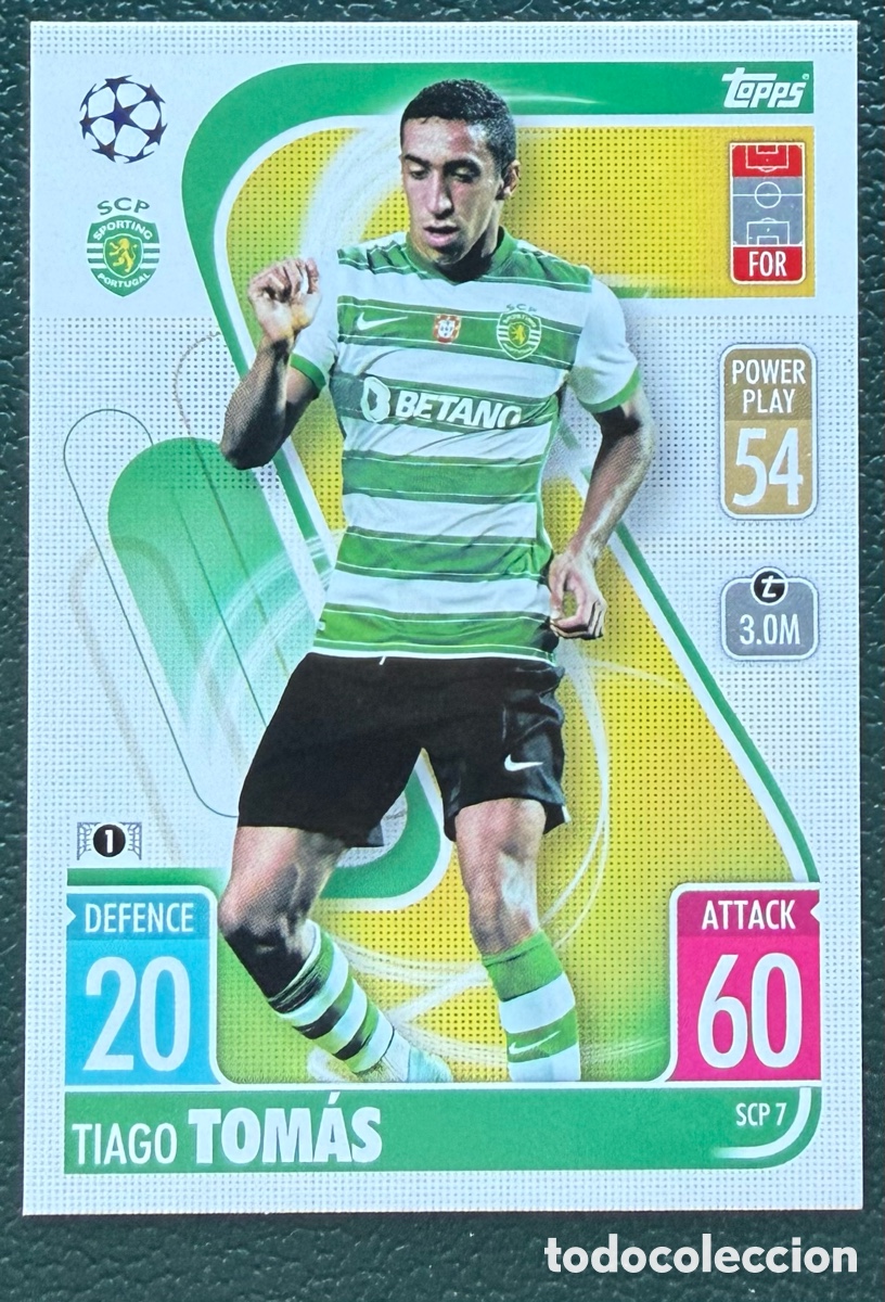 Cromos de f&uacute;tbol: SCP 7 TIAGO TOMAS SPORTING DE PORTUGAL FICHAS TOPPS CHAMPIONS LEAGUE MATCH ATTAX 2021 2022 21 22