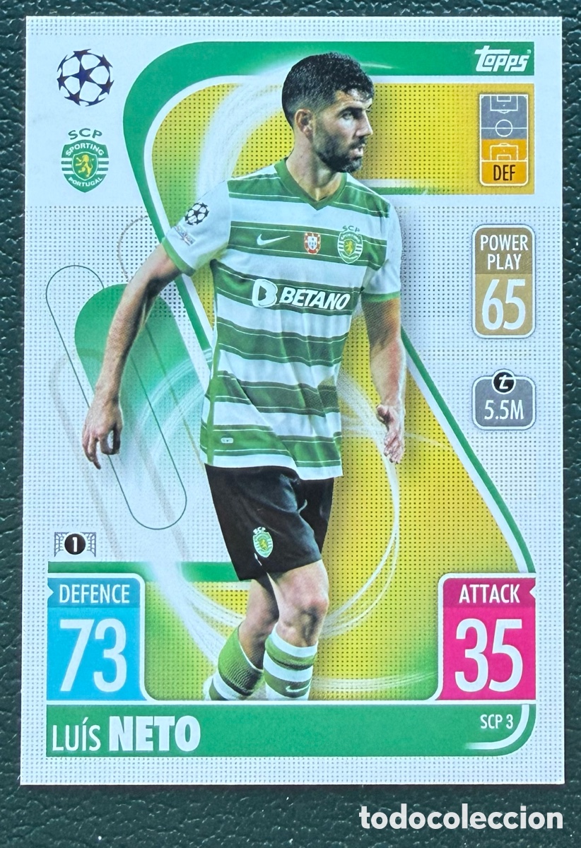 Cromos de f&uacute;tbol: SCP 3 LUIS NETO SPORTING DE PORTUGAL FICHAS TOPPS CHAMPIONS LEAGUE MATCH ATTAX 2021 2022 21 22