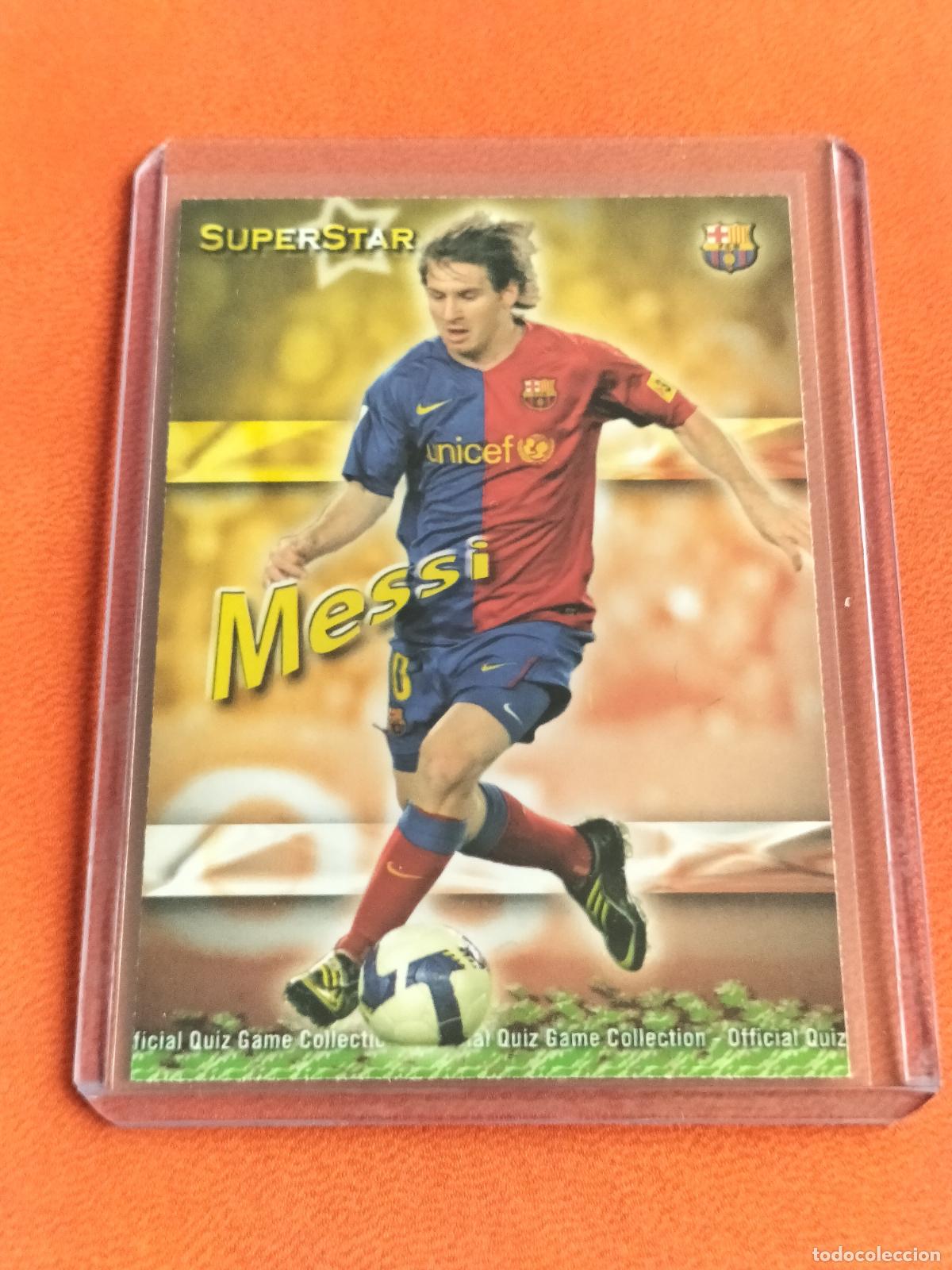 Cromos de f&uacute;tbol: 27 LIONEL MESSI SUPERSTAR VERSION MATE FC BARCELONA CARD MUNDICROMO QUIZ GAME 2009 2010 09 10