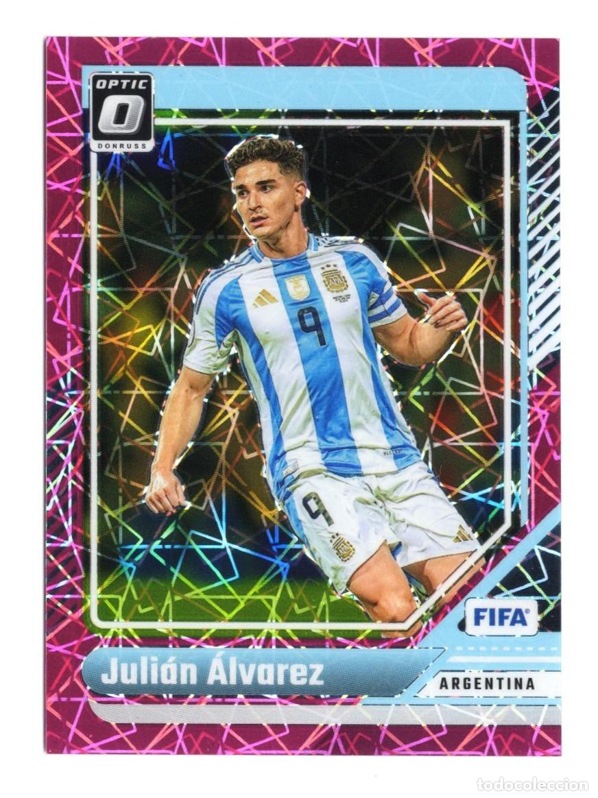 Cromos de f&uacute;tbol: Julian Alvarez FIFA Optic Purple Mojo Panini Donruss 2023 2024 40 /99 Argentina