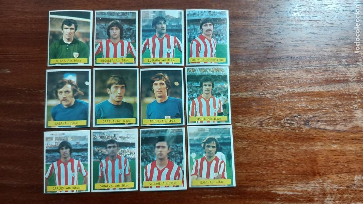 Football Stickers: ATHLETIC CLUB DE BILBAO con IR&Iacute;BAR - FINI 75/76 ( 1975/76 ) MURCIA - 12 cromos diferentes sin pegar