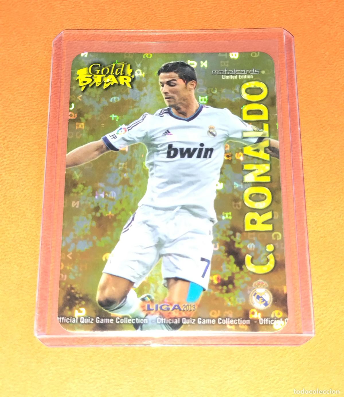 Cromos de f&uacute;tbol: CRISTIANO RONALDO GOLD STAR LETRAS LIMITED EDITION REAL MADRID MUNDICROMO QUIZ 2012 2013 12 13