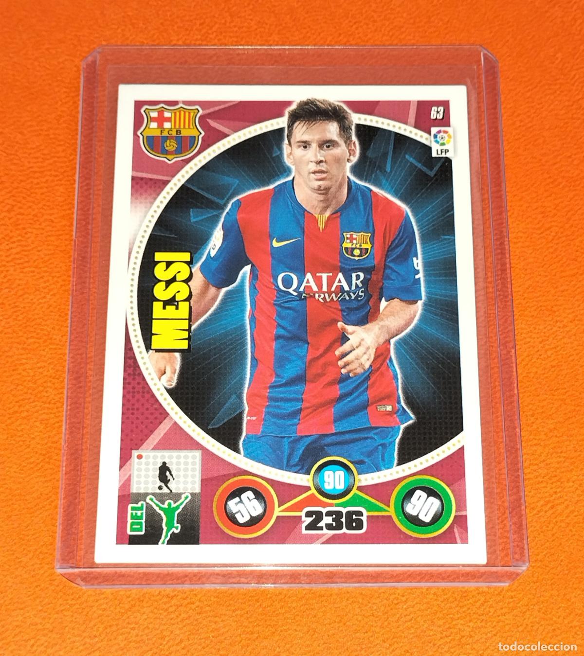 Cromos de f&uacute;tbol: 63 LIONEL MESSI BASE CARD FC BARCELONA ADRENALYN XL LIGA BBVA PANINI 2014 2015 14 15