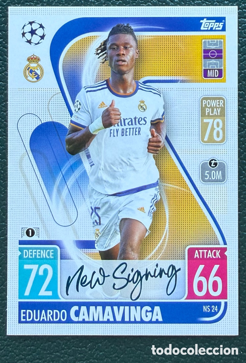 Cromos de f&uacute;tbol: NS 24 CAMAVINGA REAL MADRID FICHAS TOPPS CHAMPIONS LEAGUE MATCH ATTAX 2021 2022 21 22