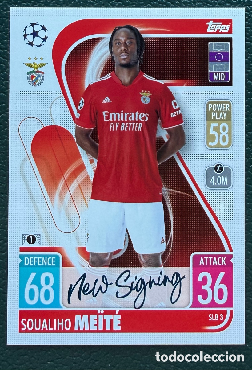 Cromos de f&uacute;tbol: SLB 3 SOUALIHO MEITE SL BENFICA FICHAS TOPPS CHAMPIONS LEAGUE MATCH ATTAX 2021 2022 21 22