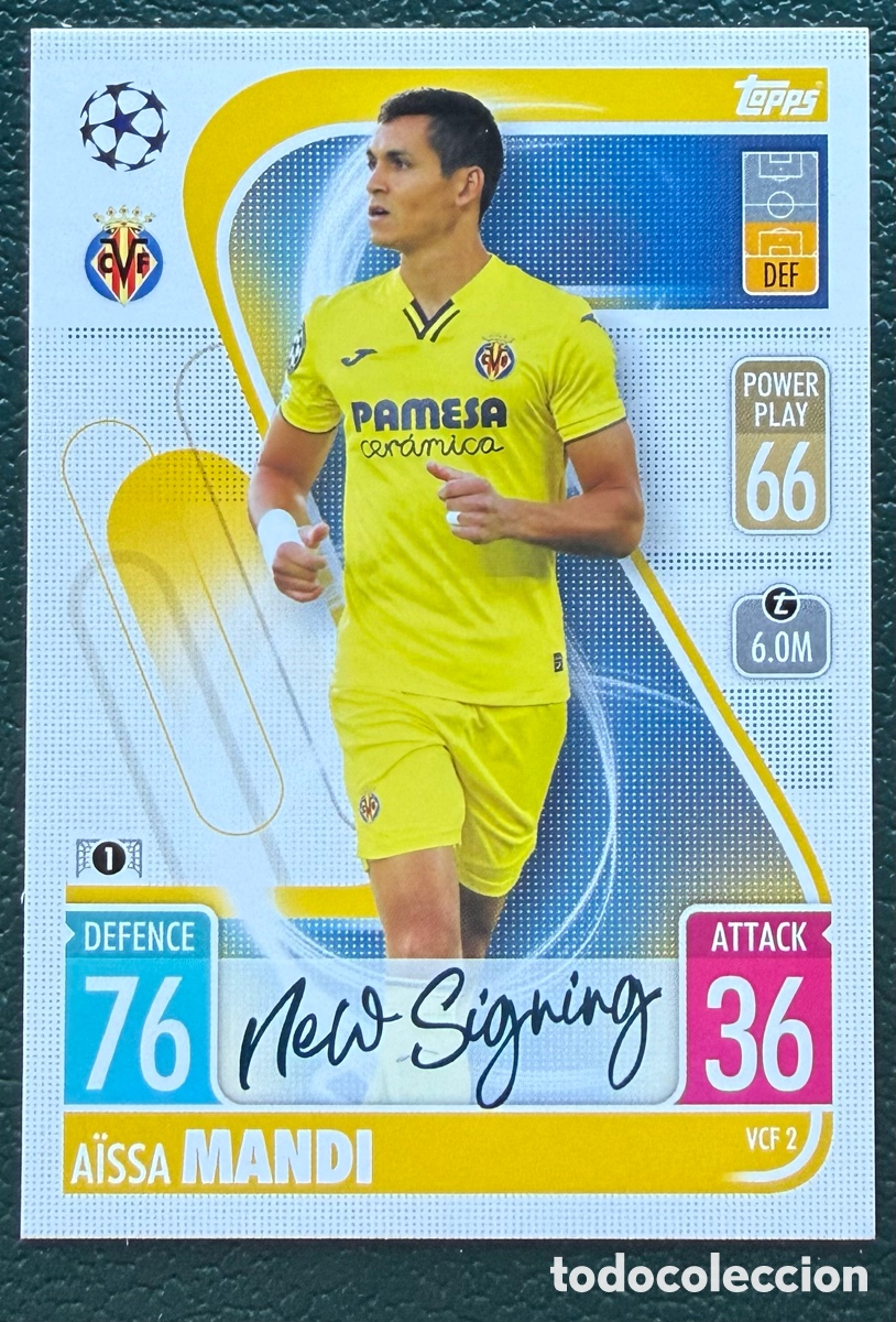 Cromos de f&uacute;tbol: VCF 2 AISSA MANDI VILLARREAL CF FICHAS TOPPS CHAMPIONS LEAGUE MATCH ATTAX 2021 2022 21 22