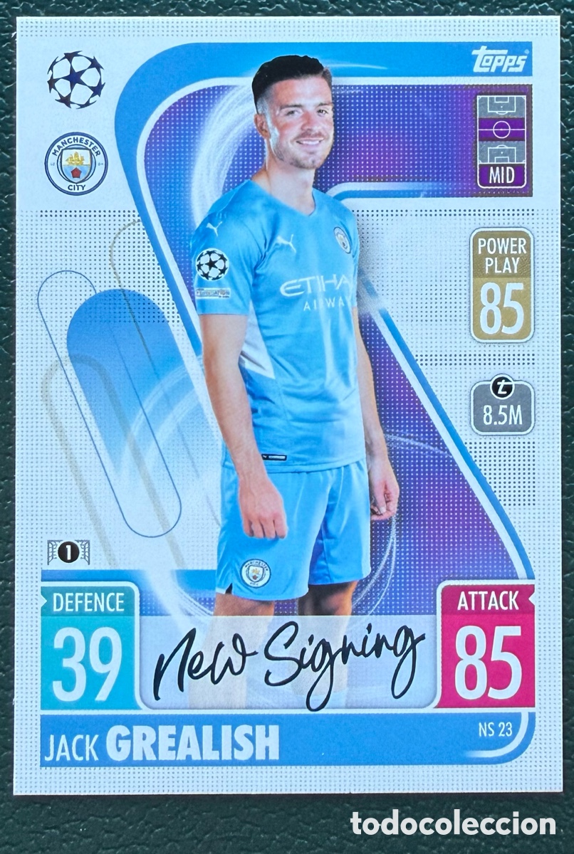 Cromos de f&uacute;tbol: NS 23 JACK GREALISH MANCHESTER CITY FICHAS TOPPS CHAMPIONS LEAGUE MATCH ATTAX 2021 2022 21 22