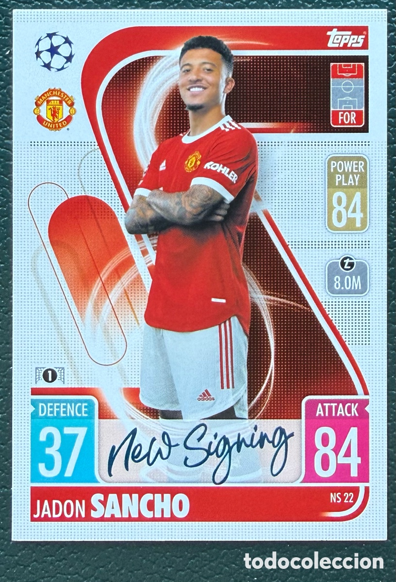 Cromos de f&uacute;tbol: NS 22 JADON SANCHO MANCHESTER UNITED FICHAS TOPPS CHAMPIONS LEAGUE MATCH ATTAX 2021 2022 21 22