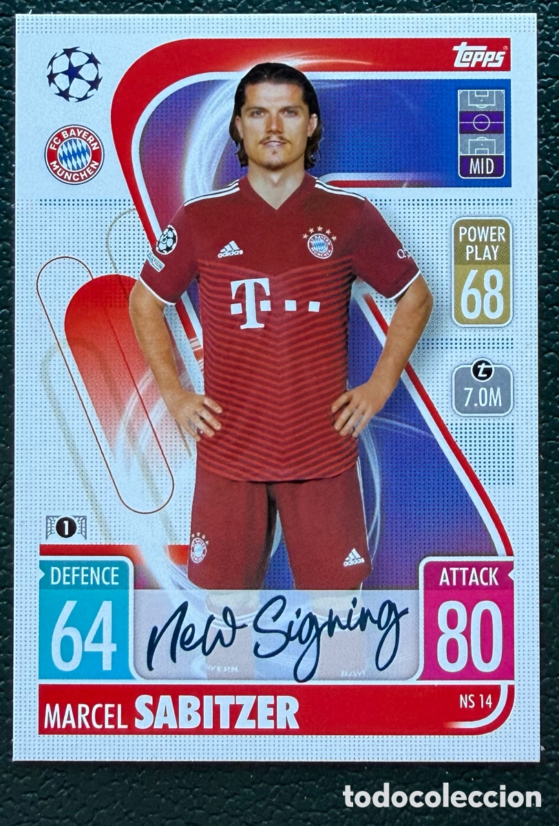 Cromos de f&uacute;tbol: NS 14 MARCEL SABITZER BAYERN MUNICH FICHAS TOPPS CHAMPIONS LEAGUE MATCH ATTAX 2021 2022 21 22