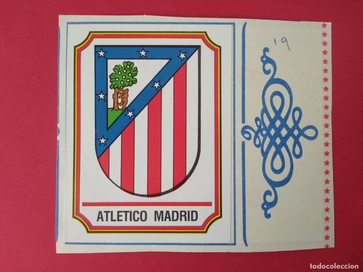 Cromos de f&uacute;tbol: PANINI FUTBOL LIGA 83 1983 CROMO RECORTADO 19 ESCUDO ATLETICO MADRID Y 14 BOLA&Ntilde;OS ATHLETIC DE BILBAO