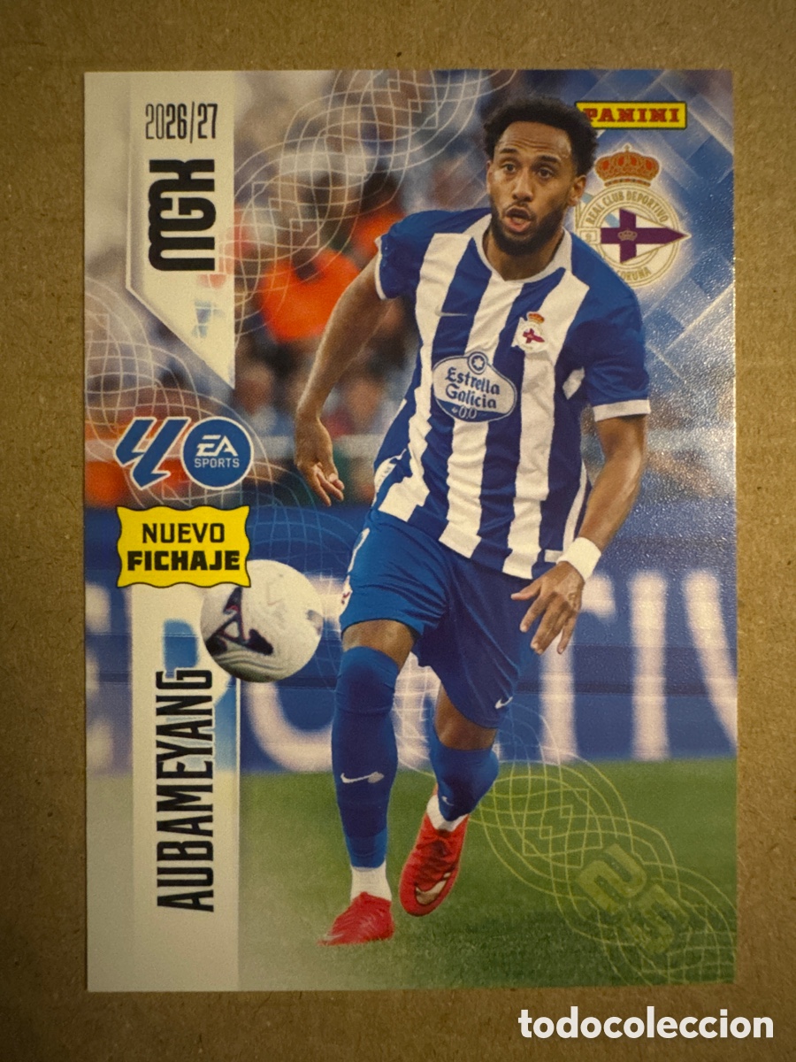 Cromos de f&uacute;tbol: # 485 Aubameyang Deportivo Coru&ntilde;a Megacracks 26 27 2026 2027 Nuevo Fichaje 2 Segunda 2a 2&ordf; Edici&oacute;n