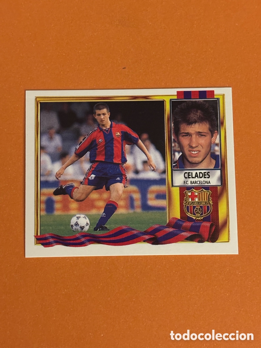Cromos de f&uacute;tbol: Celades 95 96 Coloca dif&iacute;cil, F.C. Barcelona Ediciones Este 1995 1996. Nuevo, sin pegar.