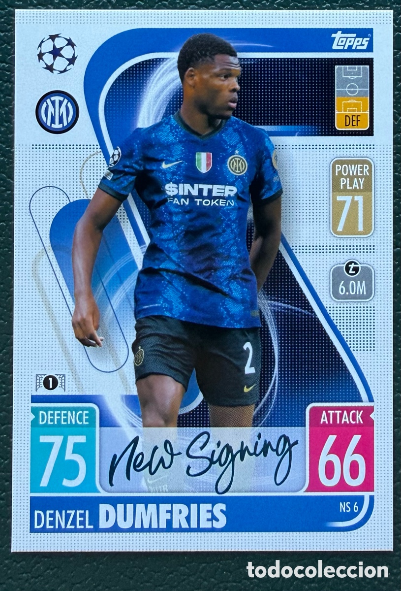 Cromos de f&uacute;tbol: NS 6 DENZEL DUMFRIES INTER DE MILAN FICHAS TOPPS CHAMPIONS LEAGUE MATCH ATTAX 2021 2022 21 22