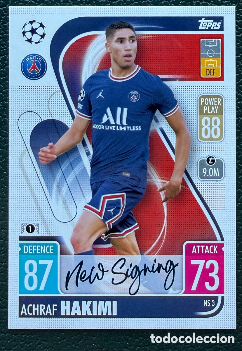 Cromos de f&uacute;tbol: NS 3 ACHRAF HAKIMI PARIS SAINT GERMAIN PSG FICHAS TOPPS CHAMPIONS LEAGUE MATCH ATTAX 2021 2022 21 22