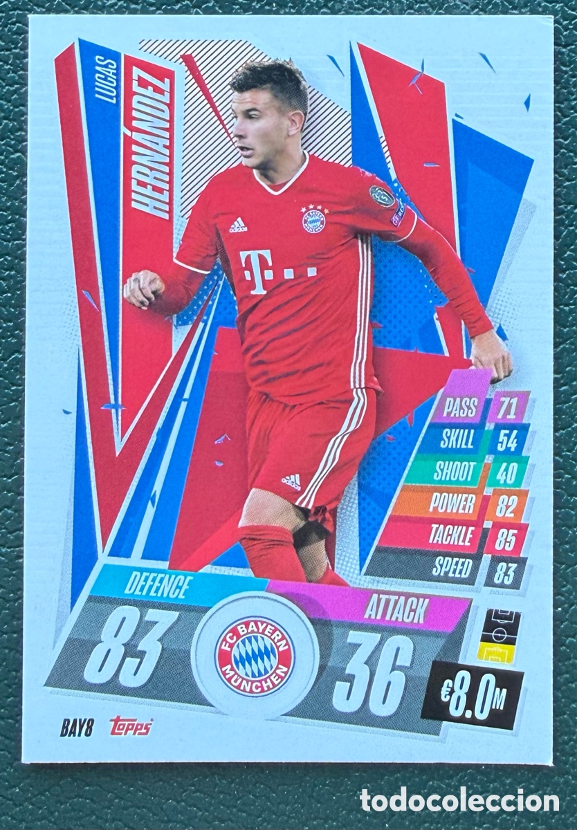 Cromos de f&uacute;tbol: BAY8 LUCAS HERNANDEZ FC BAYERN MUNICH FICHAS TOPPS CHAMPIONS LEAGUE MATCH ATTAX 2020 2021 20 21