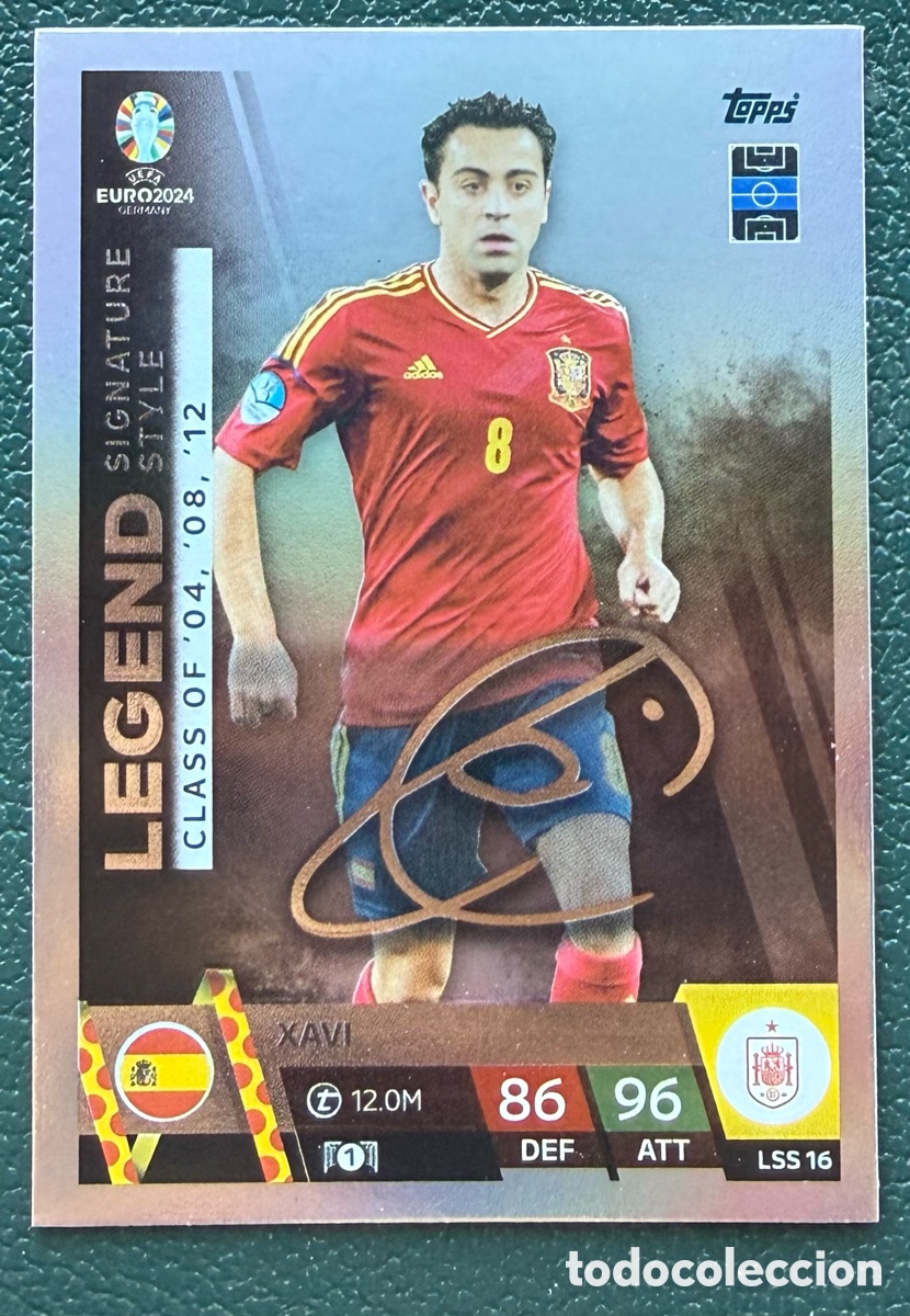 Cromos de f&uacute;tbol: LSS 16 XAVI ESPA&Ntilde;A LEGEND SIGNATURE STYLE FICHAS ALBUM TOPPS UEFA EURO 2024 MATCH ATTAX