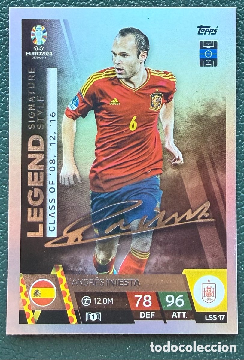 Cromos de f&uacute;tbol: LSS 17 ANDRES INIESTA ESPA&Ntilde;A LEGEND SIGNATURE STYLE FICHAS ALBUM TOPPS UEFA EURO 2024 MATCH ATTAX
