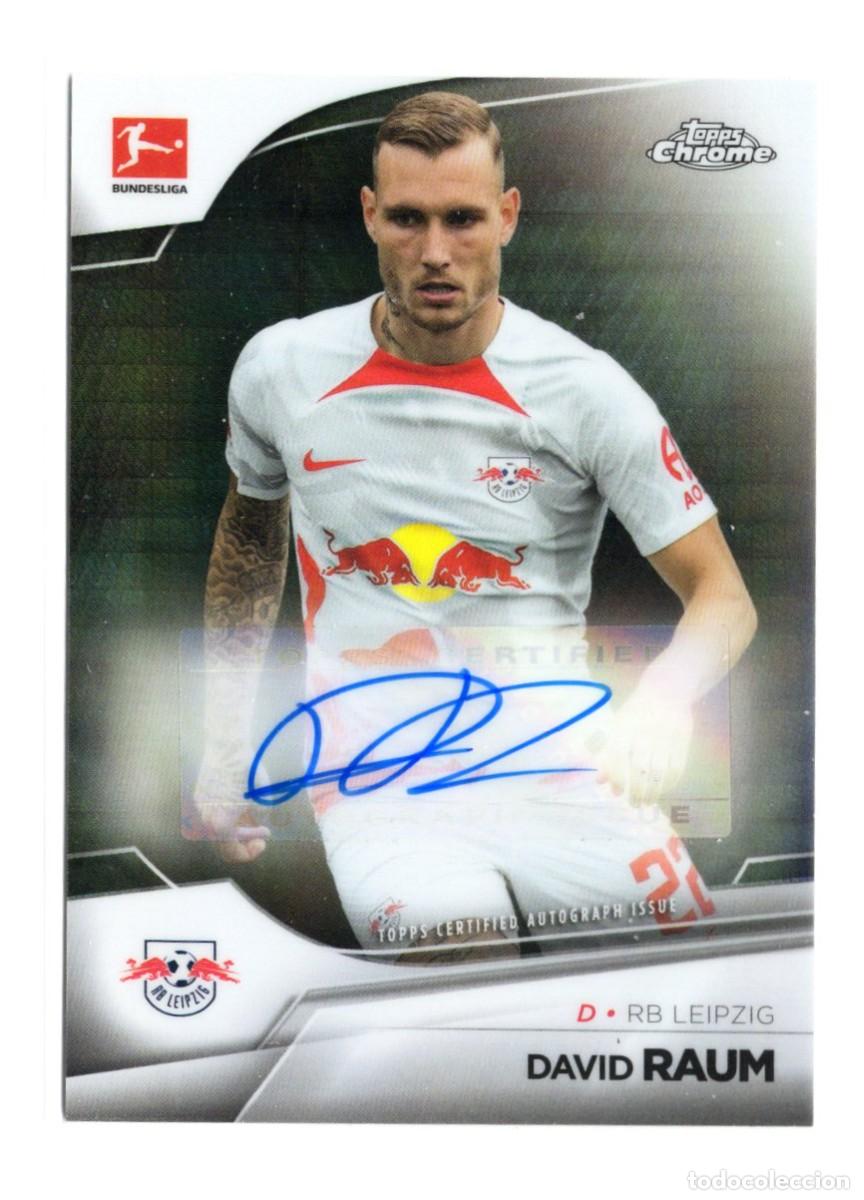 Cromos de f&uacute;tbol: David Raum RB Leipzig Topps Chrome Bundesliga Auto 2023 Numerada 79 /165