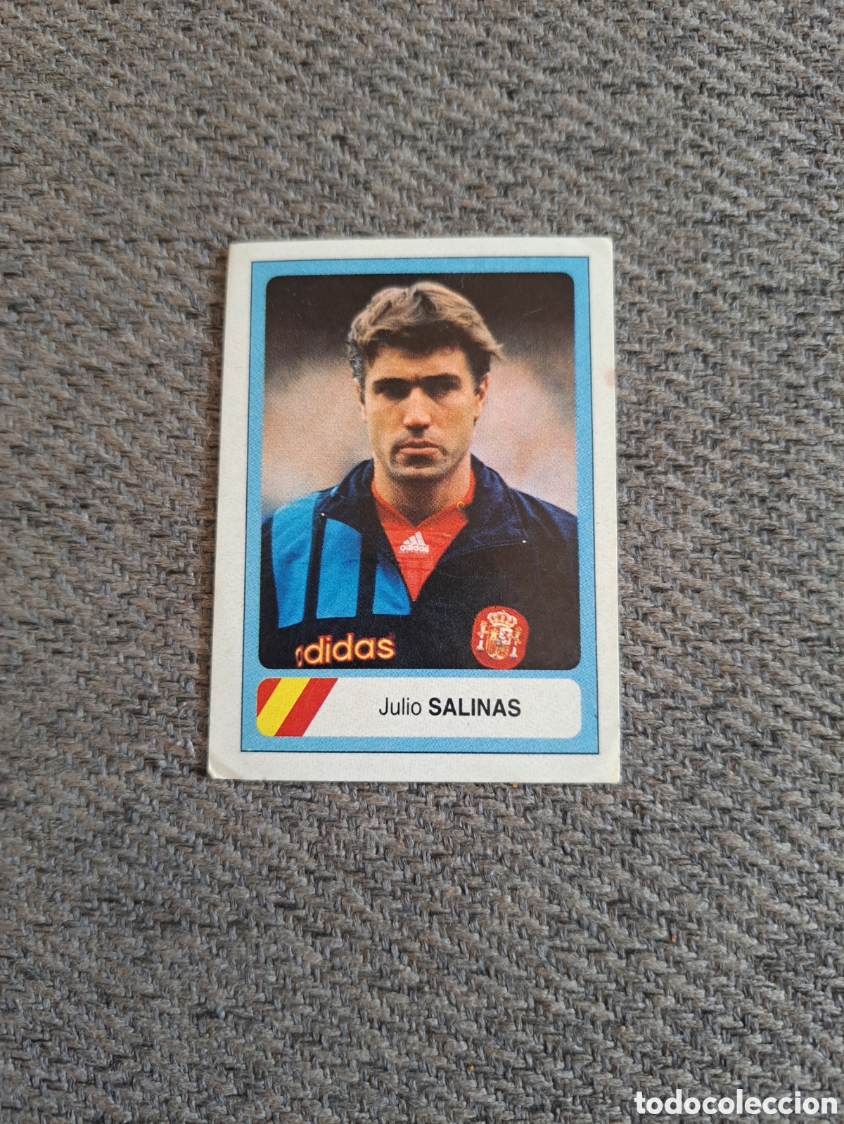 Cromos de f&uacute;tbol: Julio Salinas. N&deg;180. Espa&ntilde;a. Mundial USA 94. Ediciones Estadio