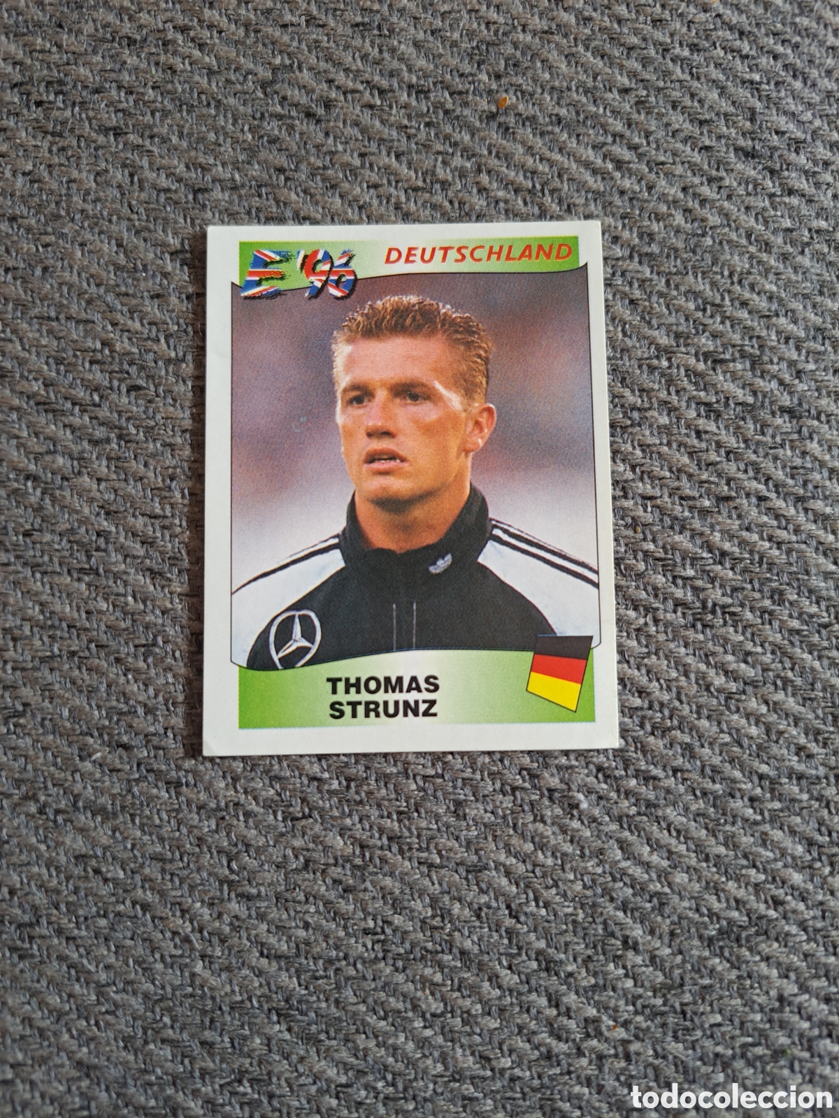 Cromos de f&uacute;tbol: Strunz. N&deg;206. Alemania. Eurocopa 96. Panini.