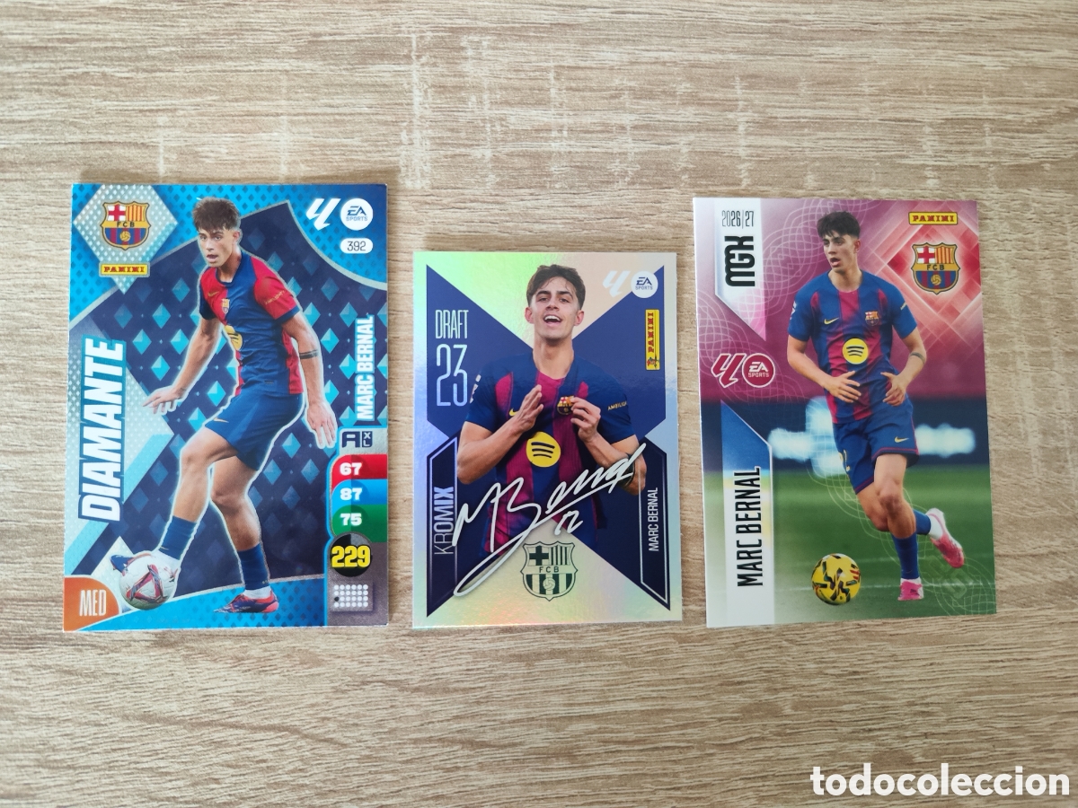 Cromos de f&uacute;tbol: Lote 3 Cromos Marc Bernal Panini FC Barcelona