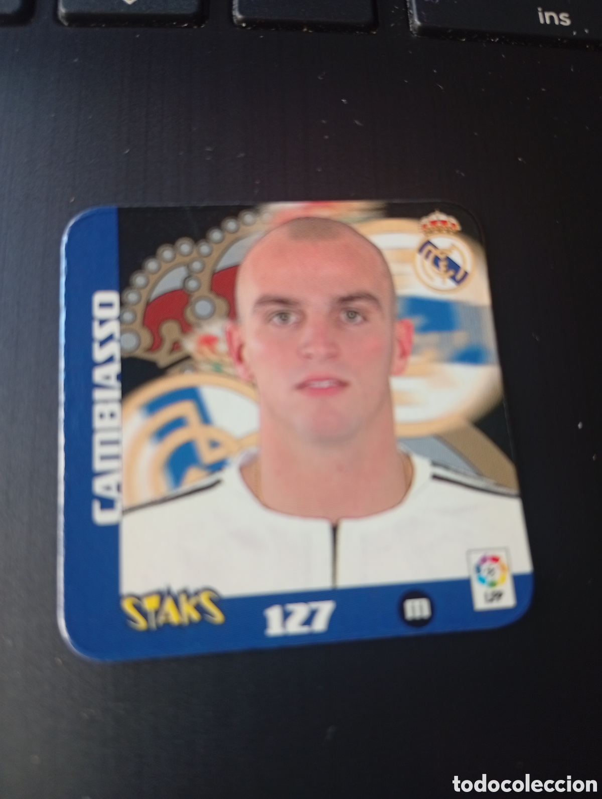 Cromos de f&uacute;tbol: STAK n&ordm; 127CAMBIASSO Real Madrid STAKS LIGA 2003-2004 de Panini. Buen estado.