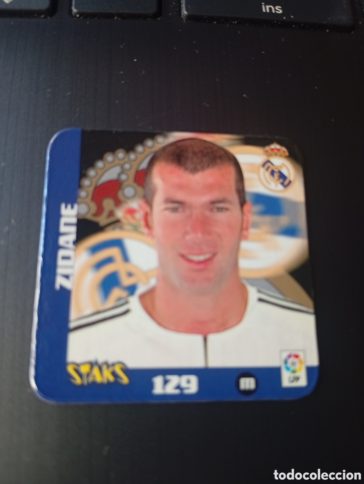 Cromos de f&uacute;tbol: STAK n&ordm; 129 ZIDANE Real Madrid STAKS LIGA 2003-2004 de Panini. Buen estado.