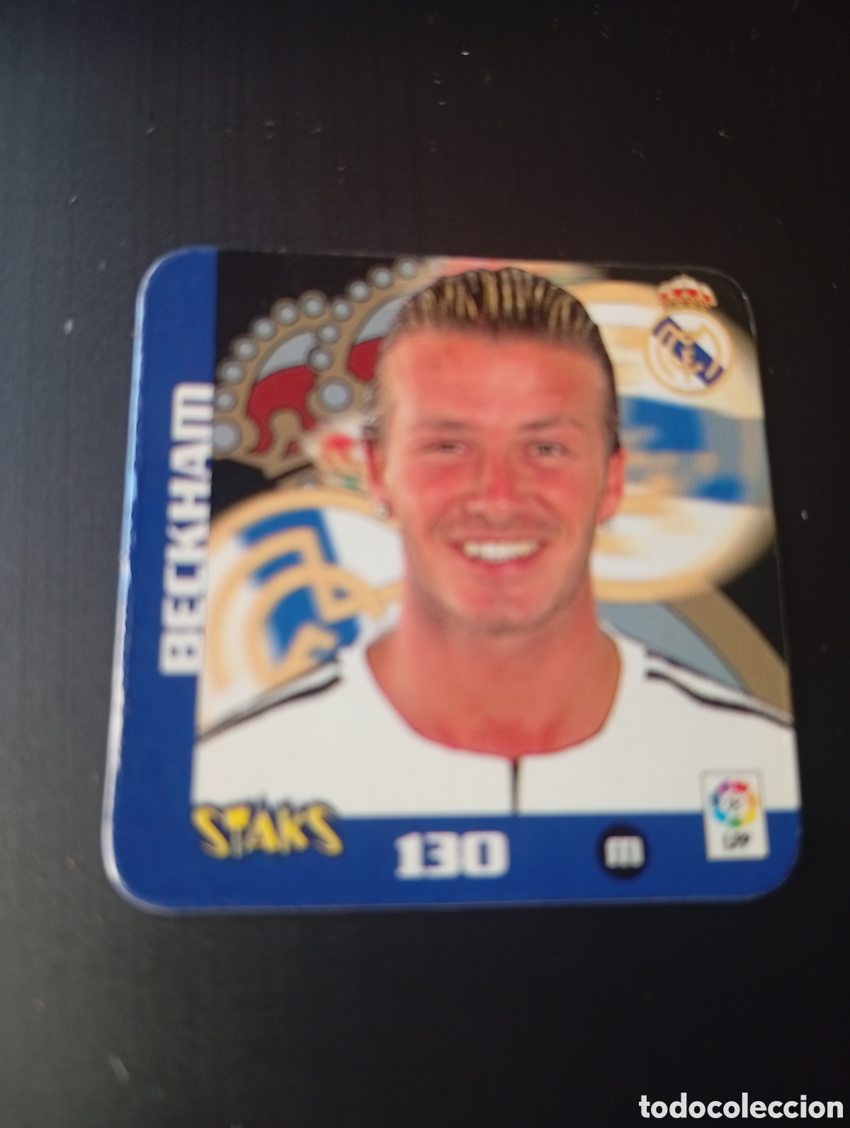 Cromos de f&uacute;tbol: STAK n&ordm; 130 BECKHAM Real Madrid STAKS LIGA 2003-2004 de Panini. Buen estado.