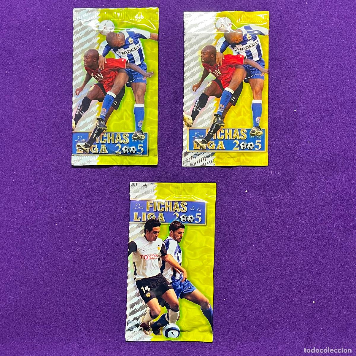 Cromos de f&uacute;tbol: 3 SOBRES DE CROMOS SIN ABRIR. FICHAS DE LA LIGA 2005. 2004 2005. MUNDI CROMO SPORT.