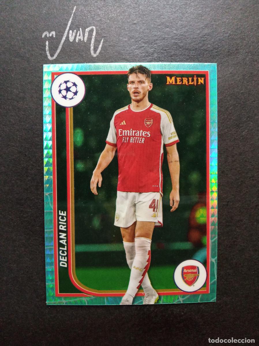 Cromos de f&uacute;tbol: N&ordm; 13 AQUA PRISM DECLAN RICE ARSENAL INGLATERRA ⚽ TOPPS &reg; CHROME MERLIN UCC UEFA 2023 2024 23 24