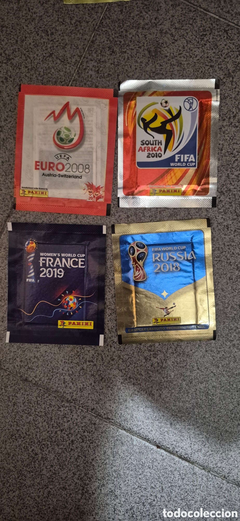Cromos de f&uacute;tbol: 4 SOBRES MUNDIAL Y EUROCOPA