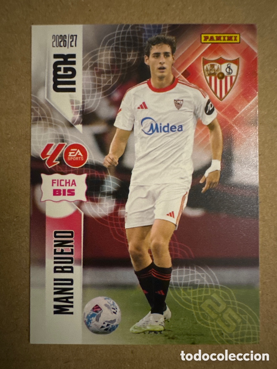 Fu&szlig;ball-Sticker: # BIS 336 Manu Bueno Sevilla Megacracks 26 27 2026 2027 2 Segunda 2a 2&ordf; Edici&oacute;n