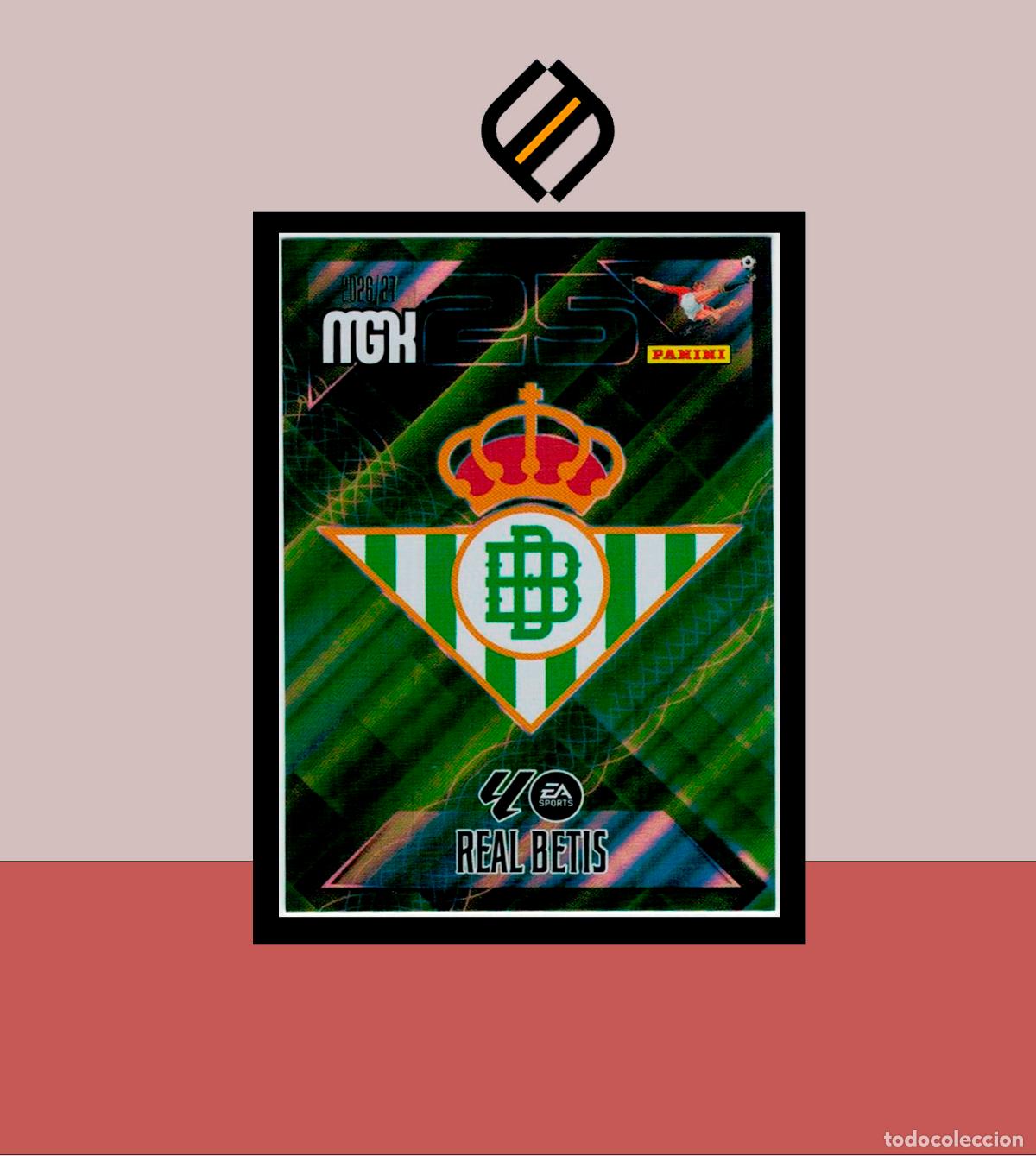 Cromos de f&uacute;tbol: MEGACRACKS 2026 2027 26 27 PANINI N&ordm; 91 ESCUDO REAL BETIS COLECCI&Oacute;N ALB&Uacute;M MGK