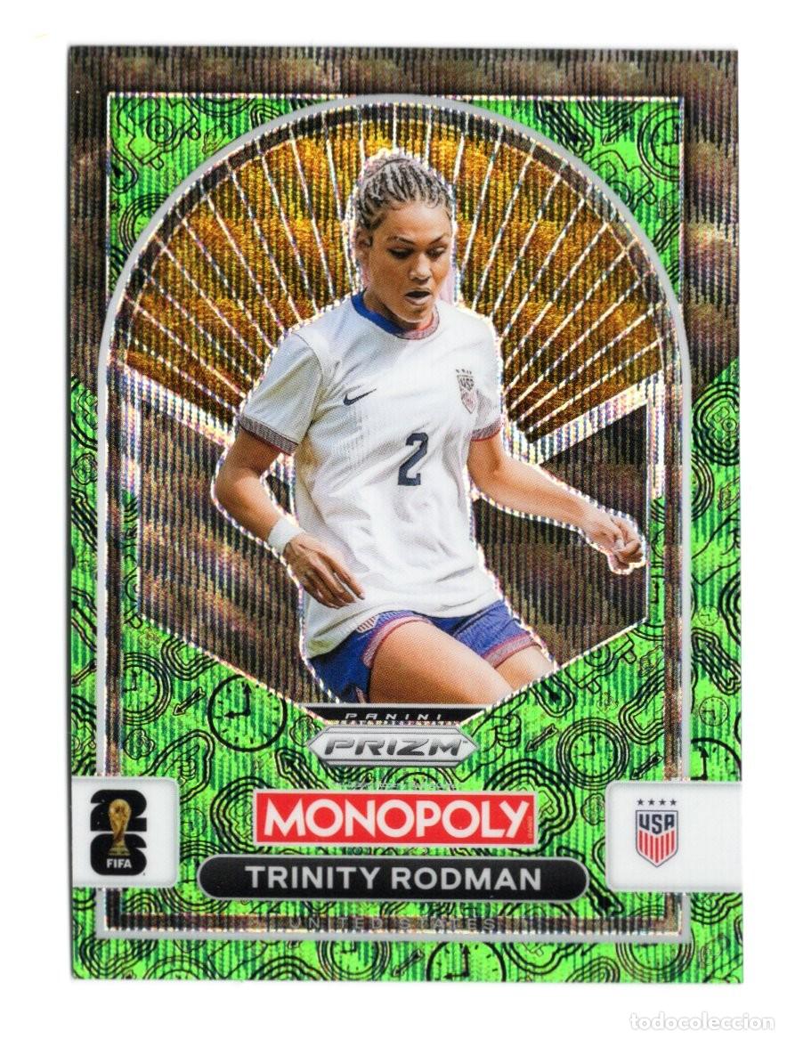 Cromos de f&uacute;tbol: Trinity Rodman Verde Green Paralelo Panini Prizm Monopoly World Cup 2026