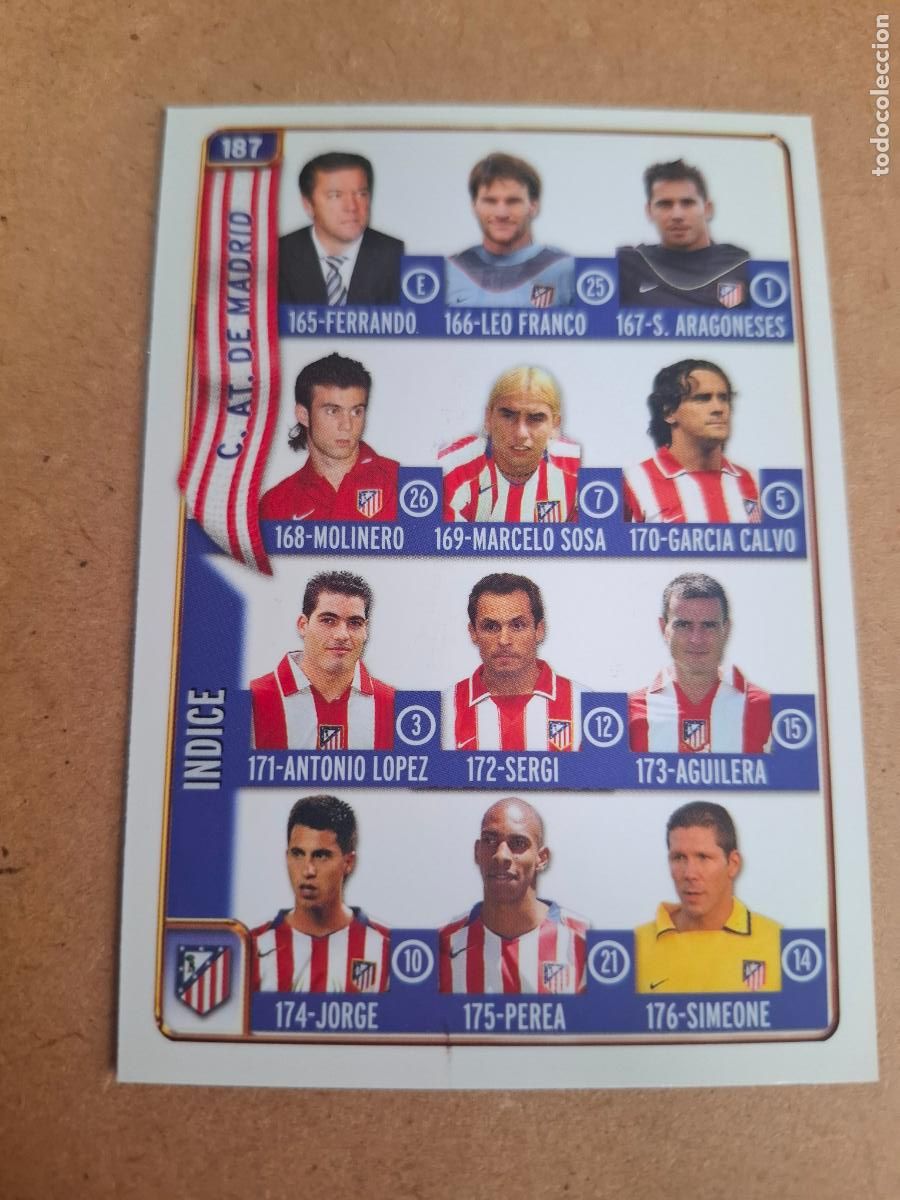 Cromos de f&uacute;tbol: MUNDICROMO 2004 2005 04 05 - 187 &Iacute;NDICE - AT. MADRID