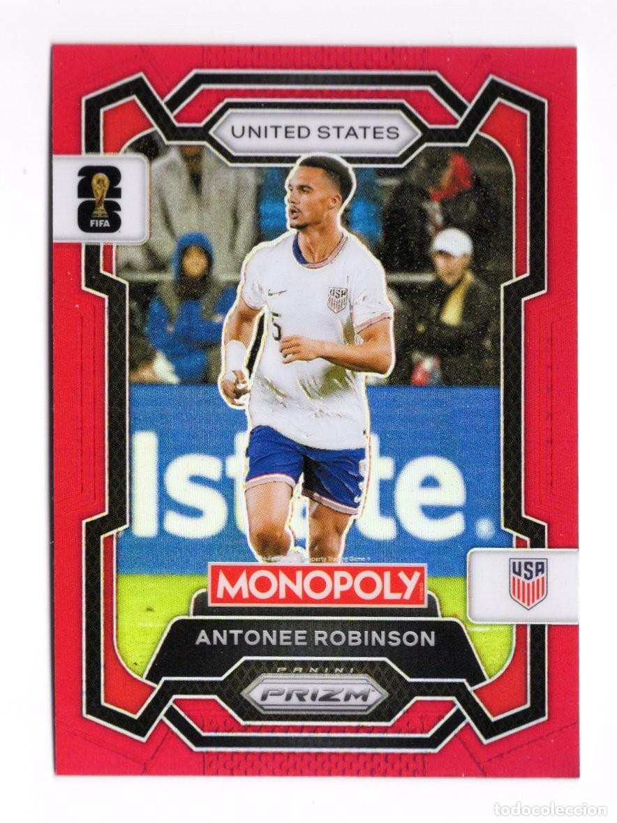 Cromos de f&uacute;tbol: Antonee Robinson Red Rojo Paralelo Panini Prizm Monopoly World Cup 2026