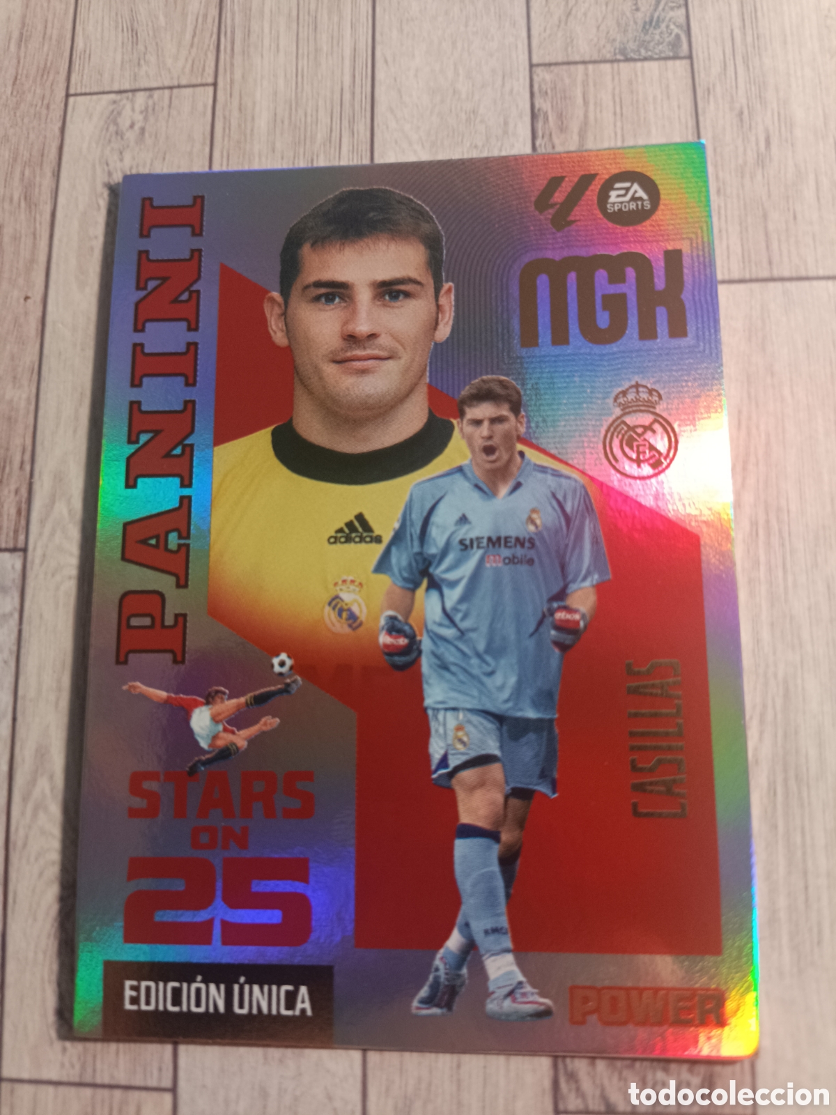 Cromos de f&uacute;tbol: P428 CASILLAS REAL MADRID STARS ON 25 EDICION UNICA POWER MEGACRACKS MGK 26 27 PANINI 2026 2027