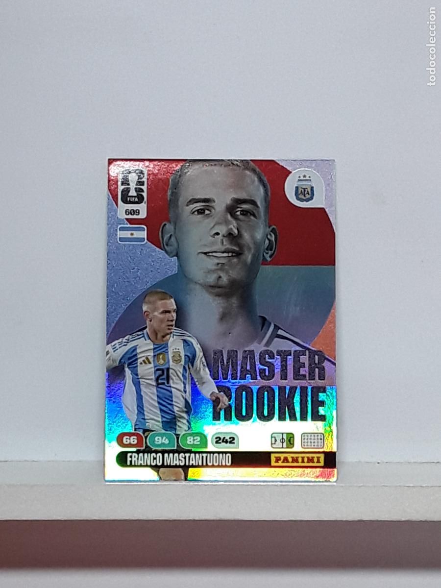 Cromos de f&uacute;tbol: ADRENALYN MUNDIAL 2026 WORLD CUP 26 ALBUM PANINI N 609 ARGENTINA MASTER ROOKIE FRANCO MASTANTUONO