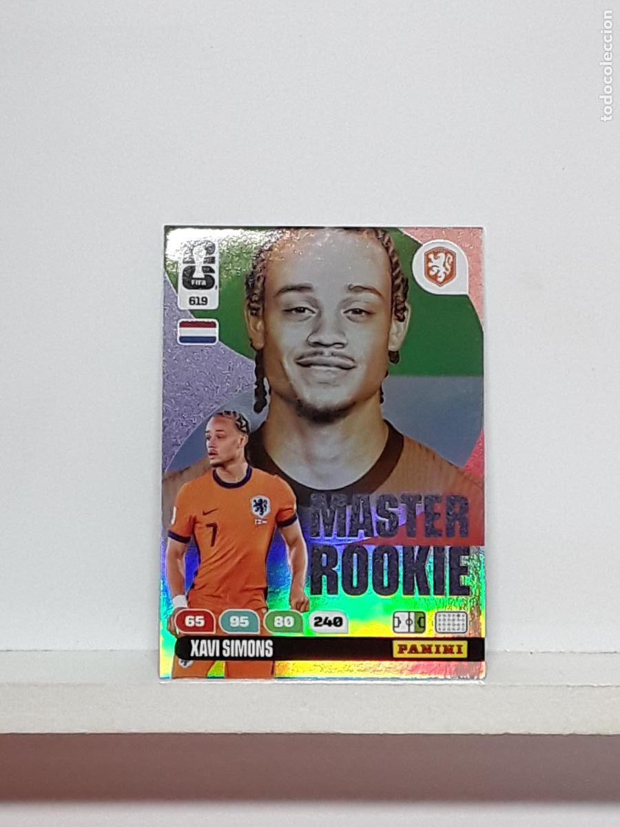 Cromos de f&uacute;tbol: ADRENALYN MUNDIAL 2026 WORLD CUP 26 ALBUM PANINI N 619 NEDERLAND MASTER ROOKIE XAVI SIMONS