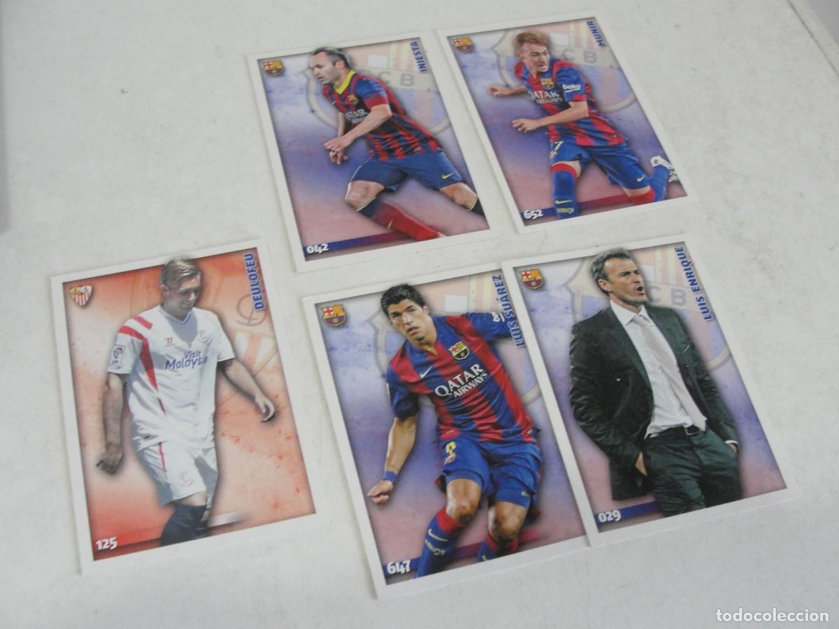 Cromos de f&uacute;tbol: LOTE BAR&Ccedil;A 4 TRADING CARD + 1 DEULOFEU SEVILLA - 2015 FICHAS MUNDRICROMO - MUNIR INIESTA SUAREZ LUIS