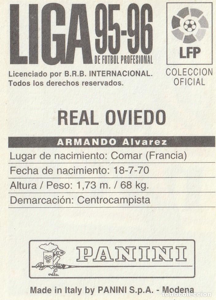 Cromos de f&uacute;tbol: PANINI 95-96. ARMANDO. NUNCA PEGADO. - Foto 2