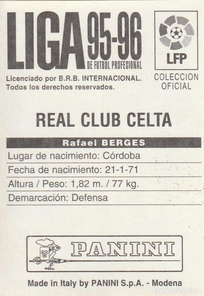 Cromos de f&uacute;tbol: PANINI 95-96. BERGES. NUNCA PEGADO. - Foto 2