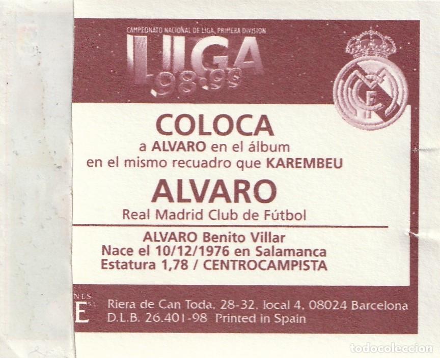 Cromos de f&uacute;tbol: ESTE 98-99. COLOCA &Aacute;LVARO. EN VENTANILLA. - Foto 2