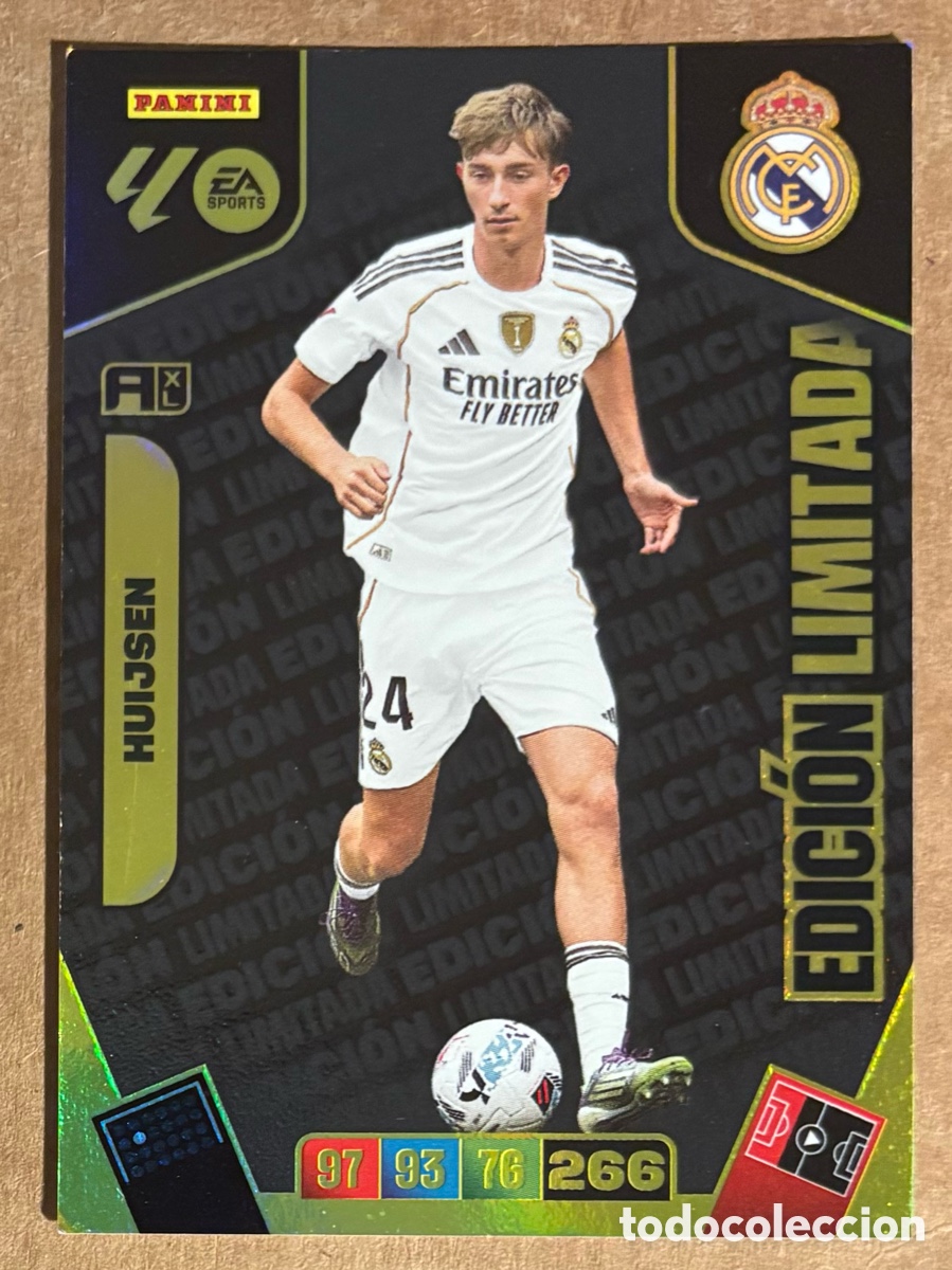 Cromos de f&uacute;tbol: HUIJSEN (REAL MADRID). CARTA PANINI MEGACRACKS ADRENALYN XL LA LIGA 2025/26.