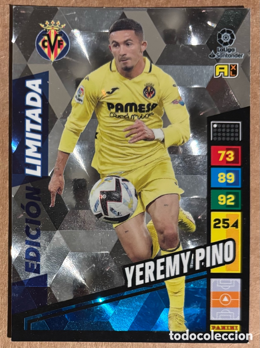 Cromos de f&uacute;tbol: YEREMY PINO (VILLARREAL). CARTA EDICI&Oacute;N LIMITADA PANINI ADRENALYN XL LA LIGA 2022/23
