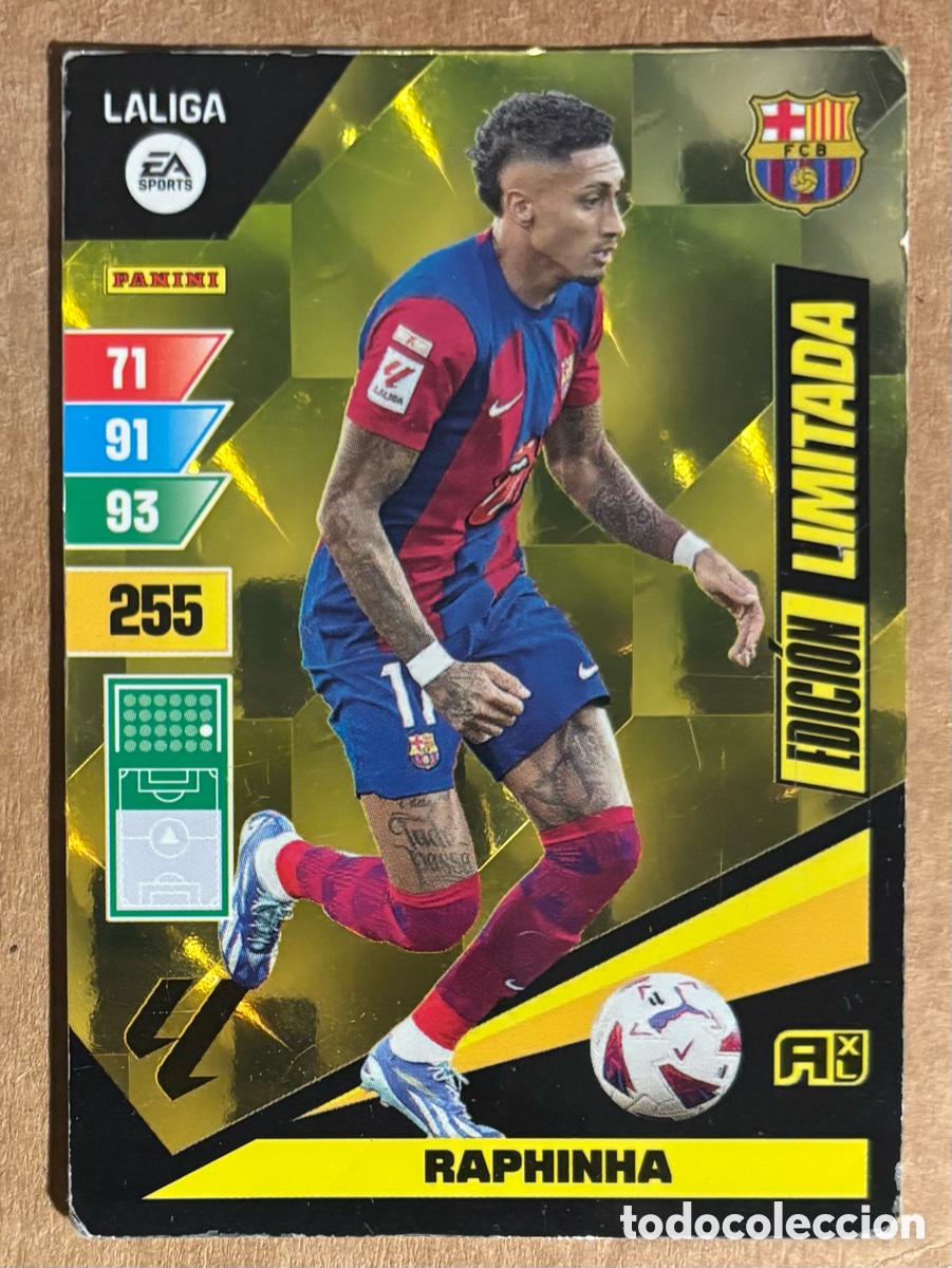 Cromos de f&uacute;tbol: RAPHINHA (FC BARCELONA). CARTA EDICI&Oacute;N LIMITADA PANINI ADRENALYN XL LA LIGA 2023/24