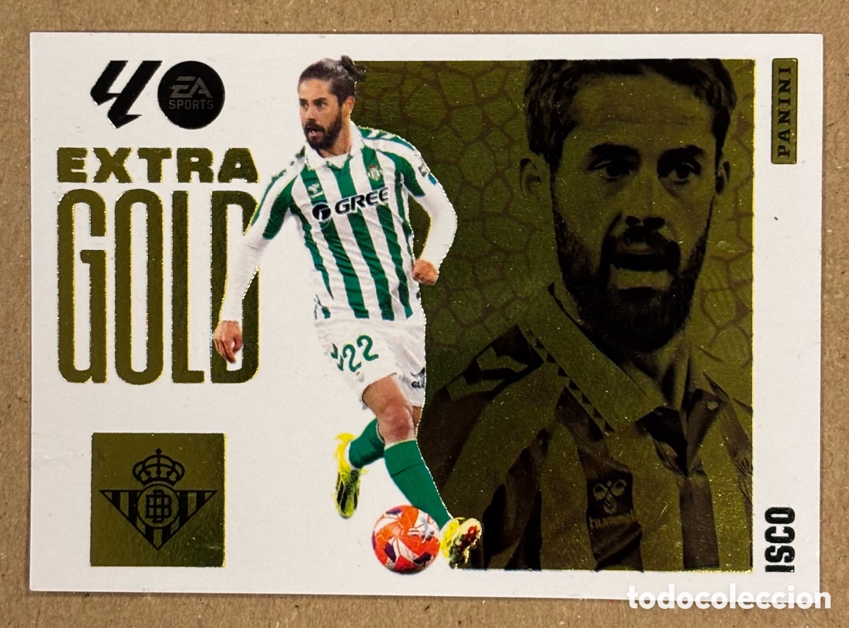 Cromos de f&uacute;tbol: ISCO (REAL BETIS). CROMO EXTRA GOLD PANINI ESTE LA LIGA 2025/26.